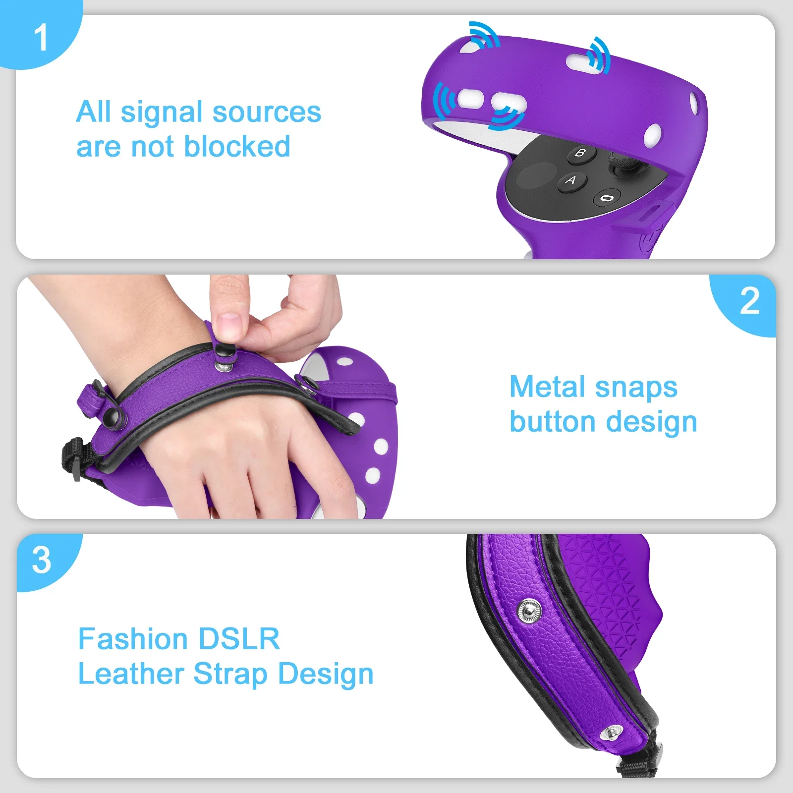 For Oculus Quest 2 Grip Cover Touch Controller Grip Anti-Throw Strap Silicone Protective Cover Adjustable Strap Accessories 1Set