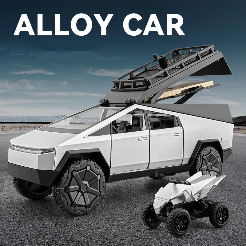 1:32 Cyber The Truck Alloy Diecast Camping RV Model Simulation Off Road Sound Light Pull Back Kid Gift Decoration Toy Car Hot Wh