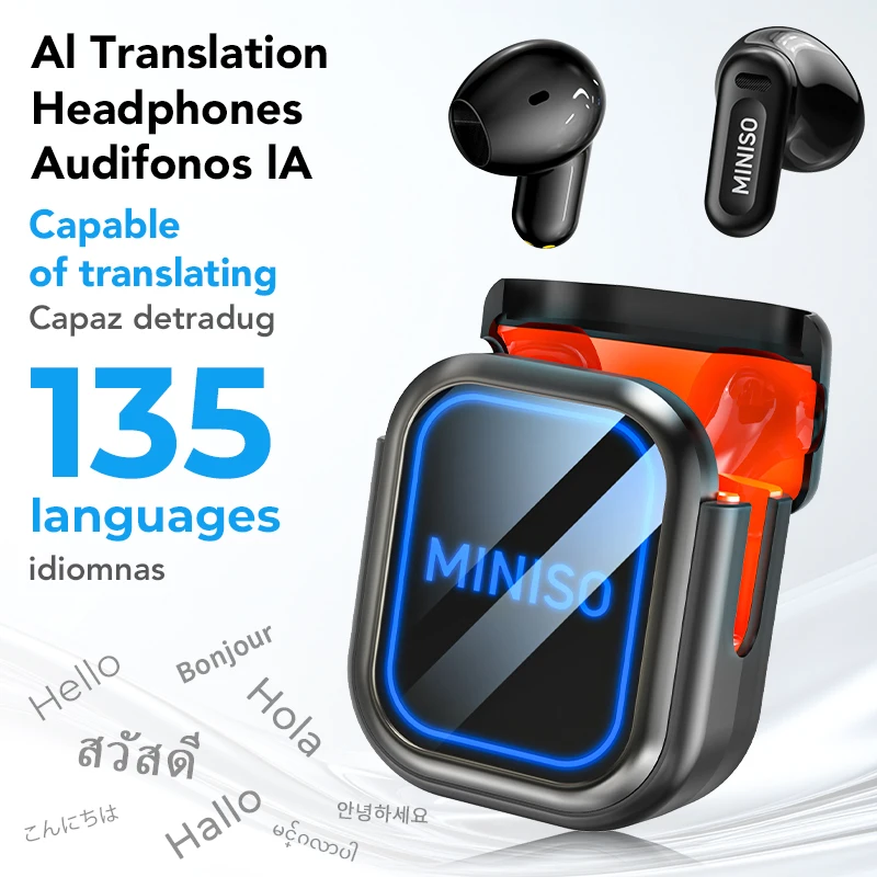 MINISO MS109 Wireless Earphones Headphones 50Hrs Playback Ai Translator 150+ Low Latency More Comfortable To Wear Converse Freel
