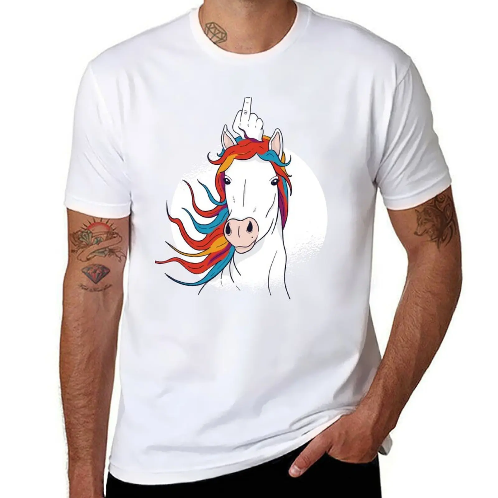 

Unicorn Middle Finger Magical Horn T-Shirt man t shirts for men casual man t shirts cotton T-Shirt