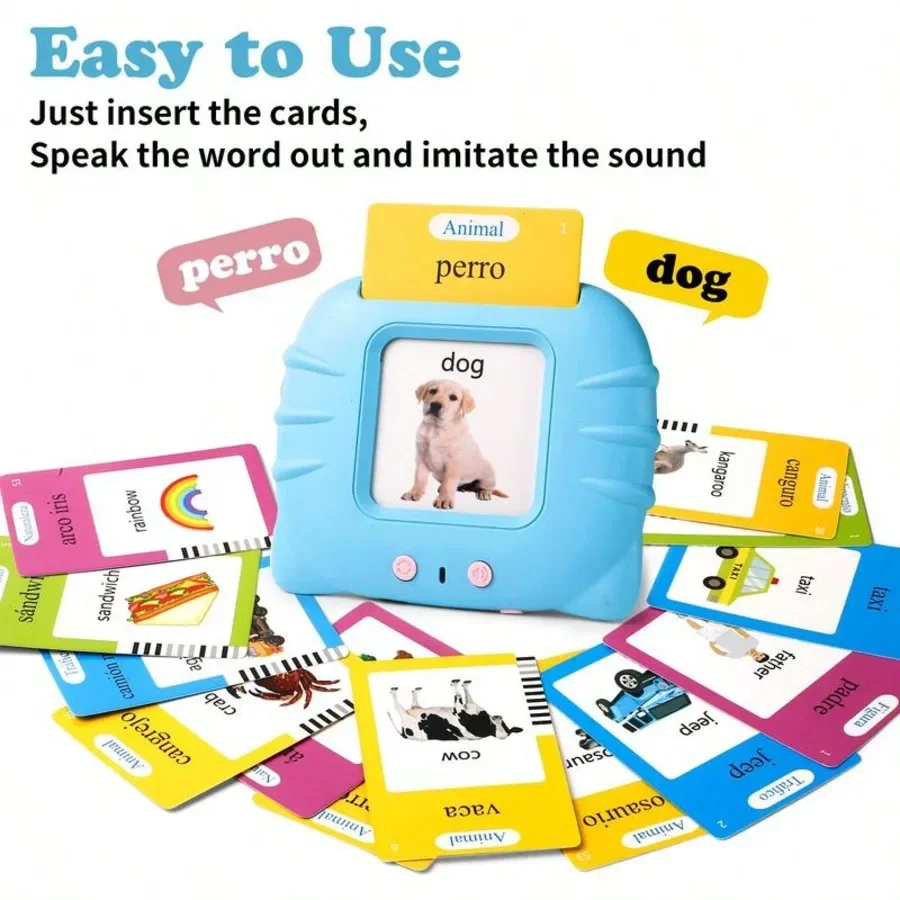 Spanish & English Bilingual Talking Flash Cards Toy, 224 Sight‑Words Interactive Speech Training Montessori Learning Toy, Sensory Educational Sight Word Cards for Boys Girls, Early Language Development Play Kit, Perfect Halloween and Christmas Holiday
