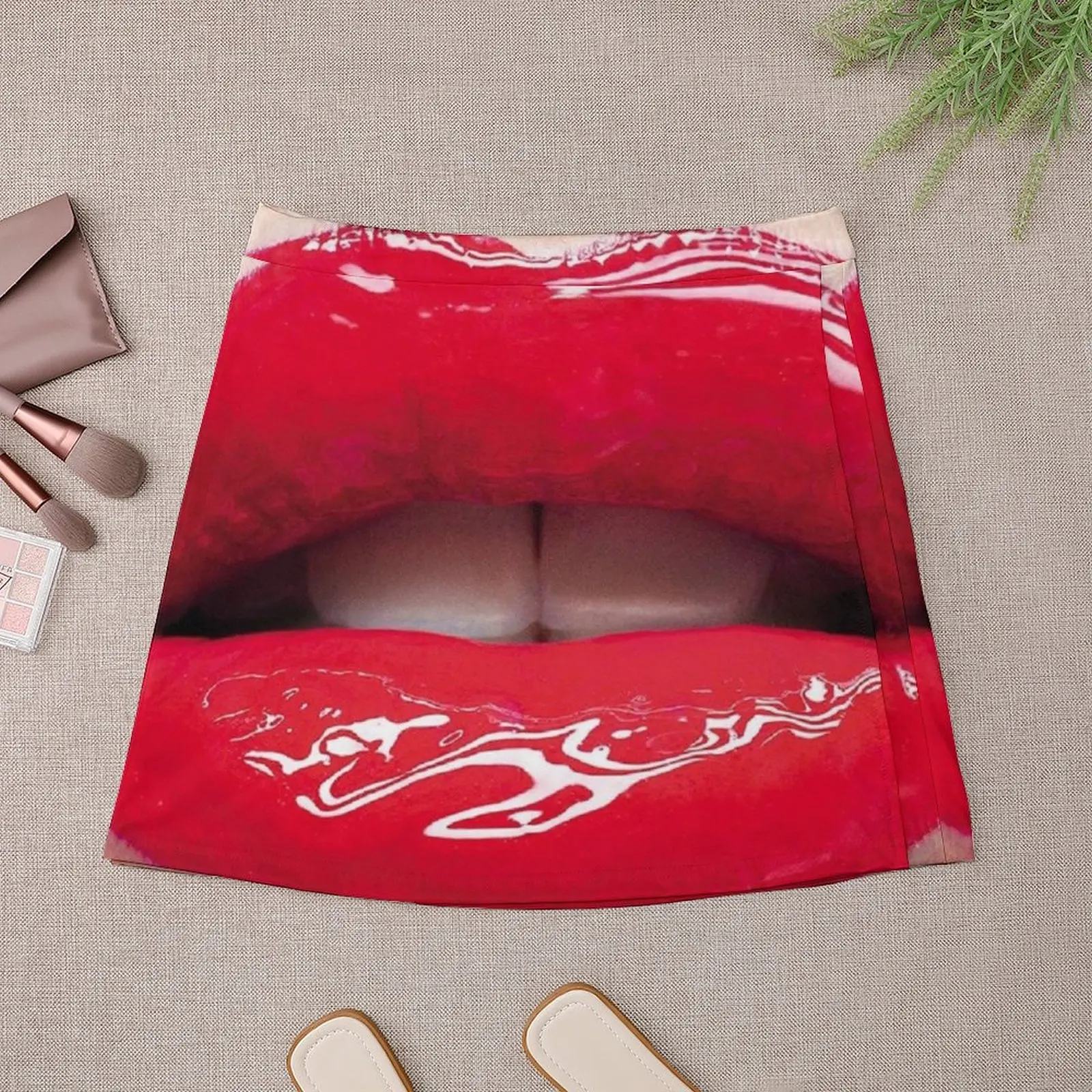 sexy red mouth Mini Skirt Short skirt woman skorts for women korean style women clothing Mini Skirt