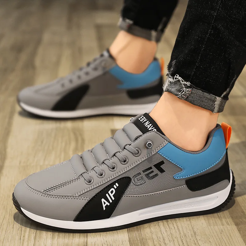 Men Leather Shoes Sneakers Trendy Casual Shoes Breathable Leisure Male Sneakers Non-Slip Soft Footwear Men's Vulcanized Shoes