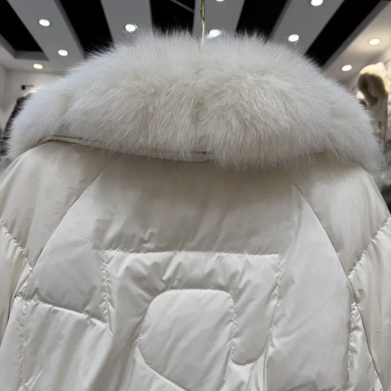 OFTBUY Women's Winter Down Jacket Big Natural Fur Collar Duck Down Jacket Women Short Thick Loose Coat with Fur for Female