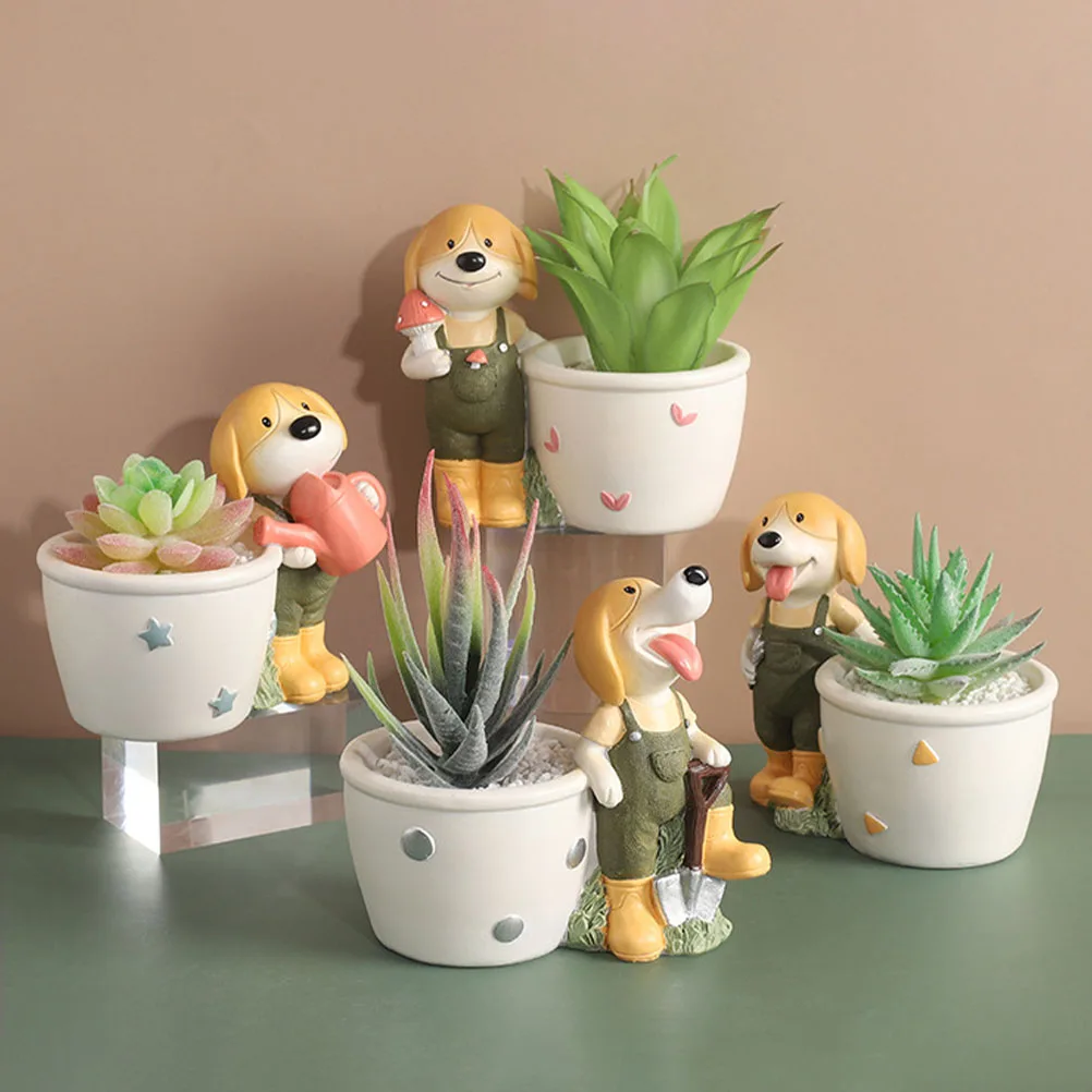 Resin Succulent Planter Decorative Flowerpot Home Adornment Lovely Cartoon Shaped Premium Materials Environmental Safe Durable