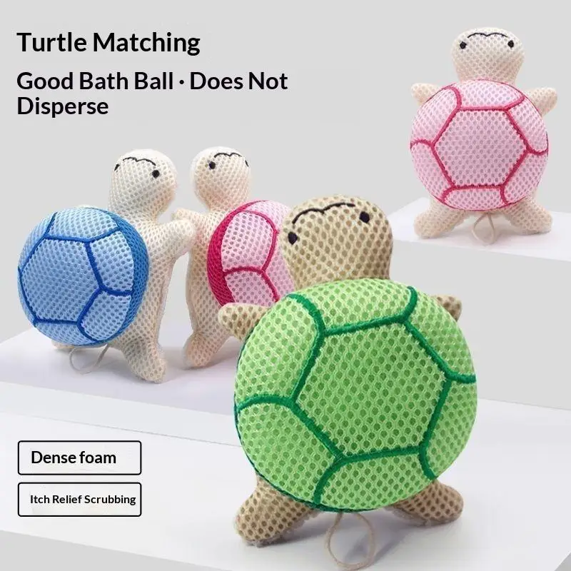 

Double-sided Turtle Bath Sponge Ball Cute Reusable Exfoliating Body Scrubber Portable Shower Deep Cleansing Bathing Tool