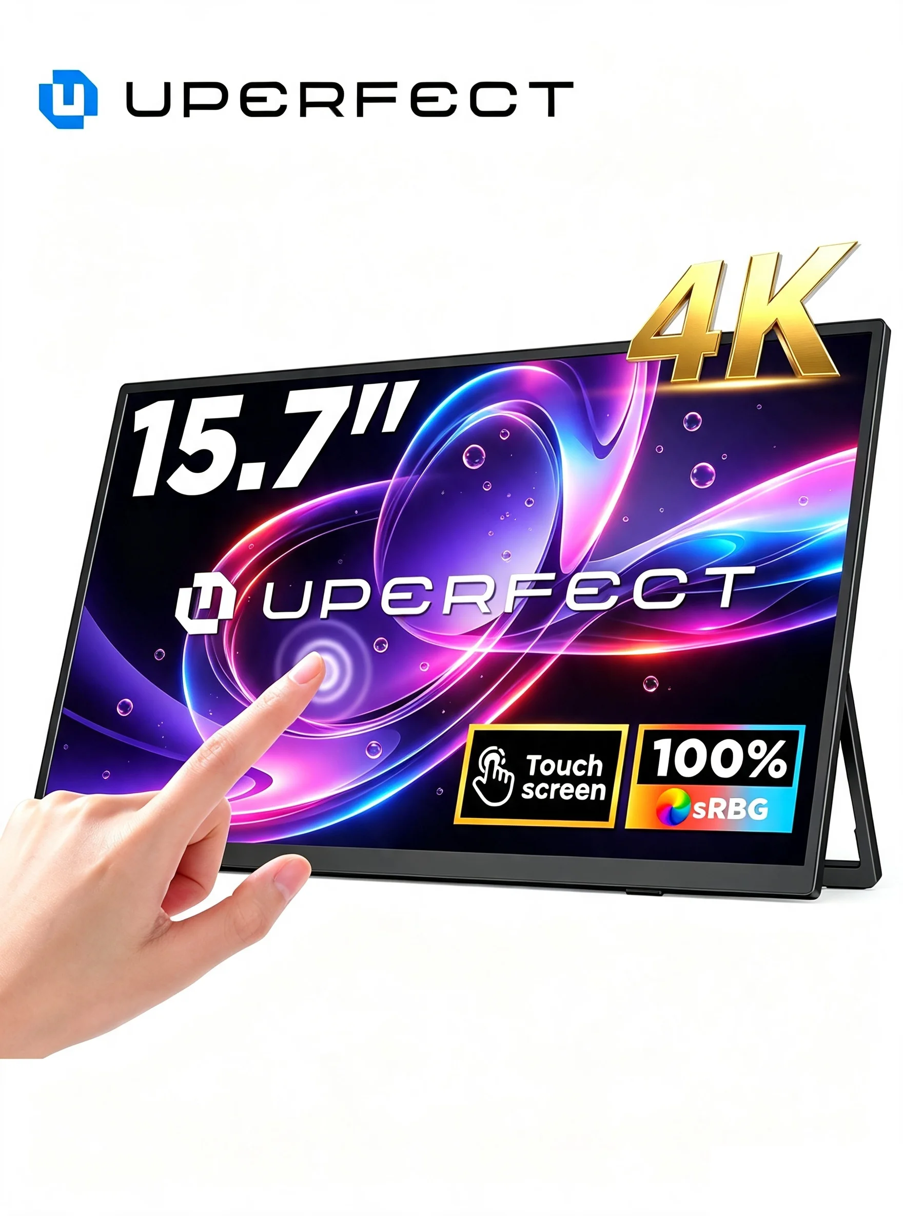 UPERFECT 4K Portable Monitor Touchscreen 15.6'' 3840x2160 100% sRGB UHD 10-Point Touch Ultra-Slim Travel Screen for Laptop PC