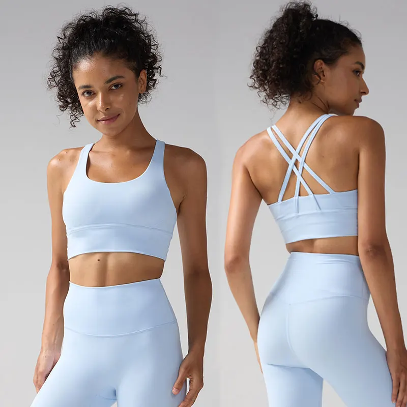 Solid Color soft high strength Women Fitness Bra Tight Sport Top Comprehensive Training Gym Yoga Underwear Tight With Chest Pad
