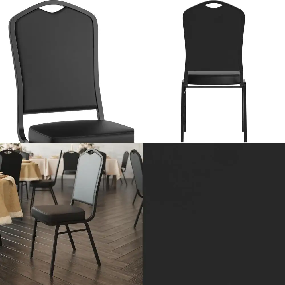 

Складывающийся банкетный стул Crown Back из черного винила
