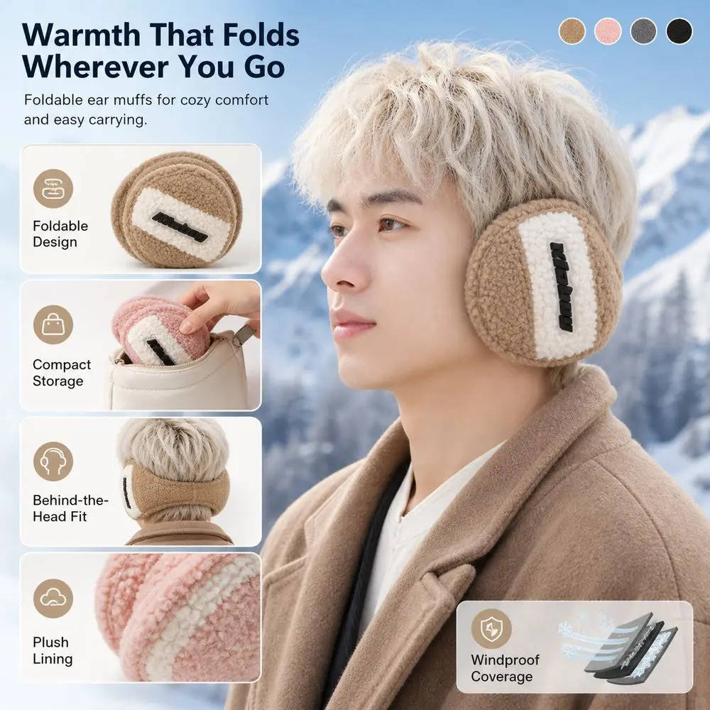 New Foldable Ear Muffs Windproof Thickened Lining Ear Warmers Winter Warm Tool Winter Ear Muffs Winter Outdoor Wear