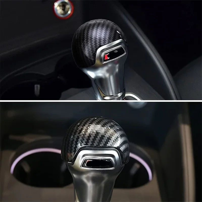 Carbon Fiber Style Car Gear Head Shift Knob Handle Cover Trim Sticker For Audi A3 S3 2014 2015 2016 2017 2018 Accessories