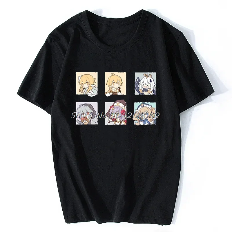 

Genshin Impact-Camiseta creativa Kawaii для женщин, неформальная рубашка с рисунком, хлопковые рубашки