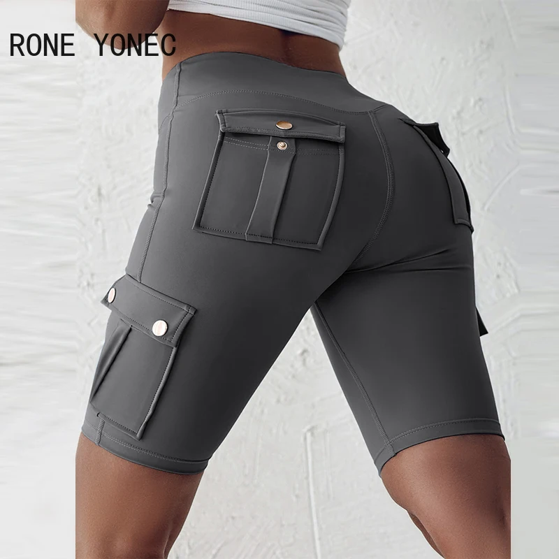 2024 Women Fashion Casual Multi Pockets High Elastic Waist Sporty Half Long Shorts