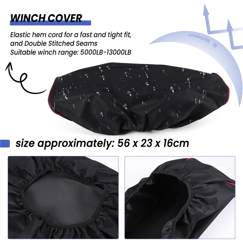 

600D Winch Dust-Proof Cover 5000LB-13000LB Pound Capacity Range Waterproof Winch Cover Car Accessories