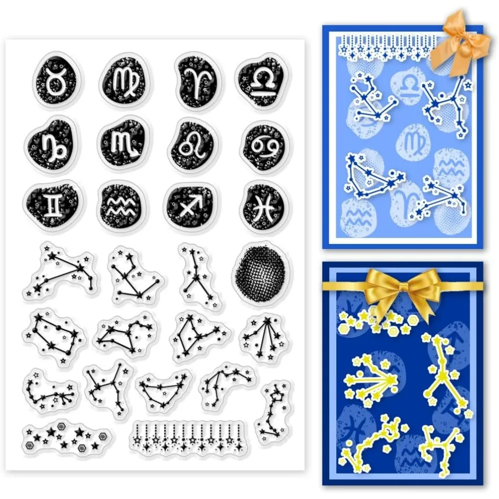 1PC Constellation Clear Stamps Transparent Silicone Stamps Rubber Clear Stamps Bubble Clear Stamps for DIY Scrapbooking