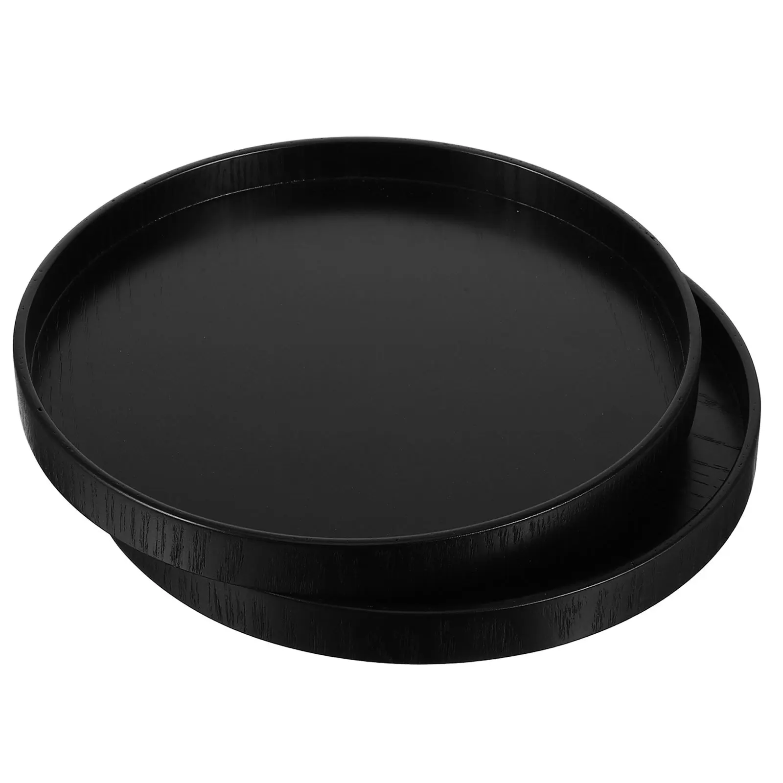 

2Pcs Wood Round Trays Decorative Tray for Kitchen Table Holder Serving Food Rustic Farmhouse Style Coffee Table Dining