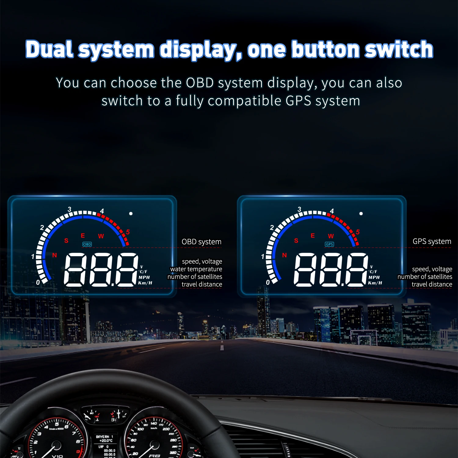 Popular M13 Plus GPS Windshield HUD Universal USB Speed Digital Head up Displays for Cars OBD2 Auto Electronics
