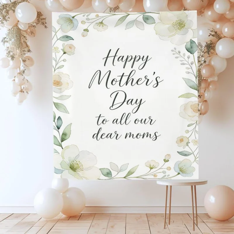 VIKAMA 2026 Mother's Day Gift Tapestry, Watercolor Daisy Narcissus Polyester Wall Hanging Party Decoration