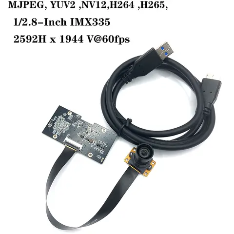 HD 5MP USB3.0 60FPS 카메라 모듈 IMX335 1/2.8 센서 2592×1944 60FPS MJPEG YUV2 ,NV12,H264 ,H265, FOV 88 ° 비디오 촬영을 위해