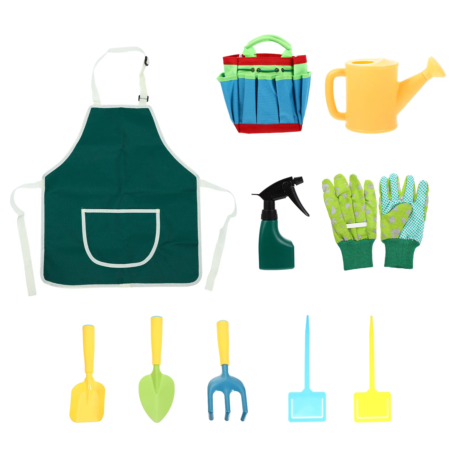 Juego de herramientas de jardinería para niños, incluye pala, regadera, rastrillo, bolsa, delantal, juego de simulación, plantación al aire libre, 1 Juego