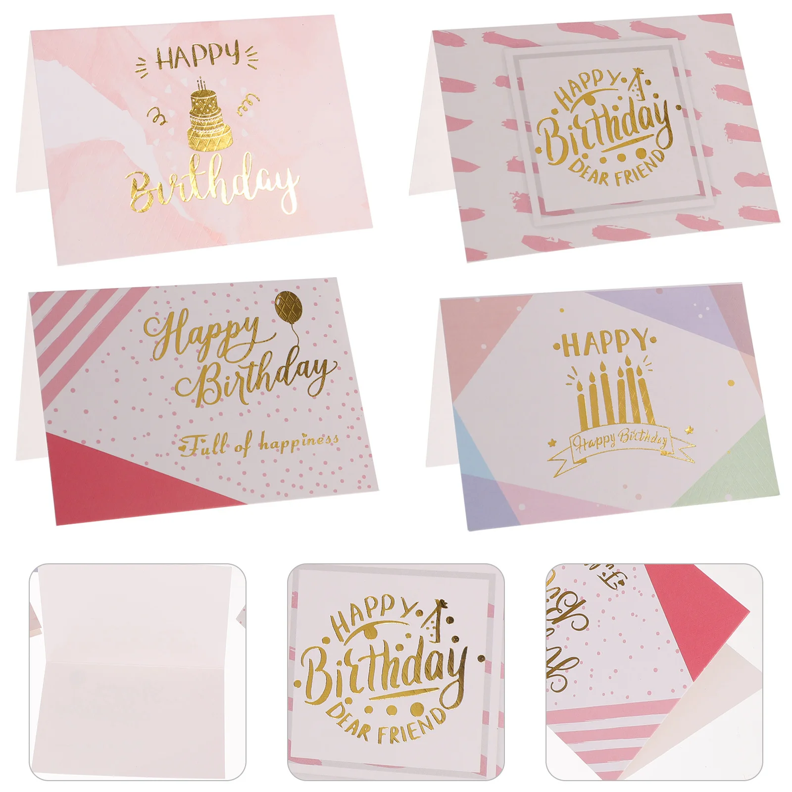 40 Stück Happy Birthday-Grußkarten, verschiedene elegante Geburtstagskarten, schlichtes Design zum Schreiben von Wünschen und Partysegen