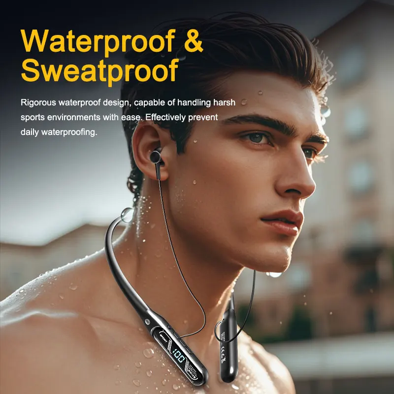 EARDECO 80 horas auriculares inalámbricos micrófono HD 5,4 auriculares Bluetooth banda para el cuello impermeable auriculares Bluetooth deporte bajo estéreo