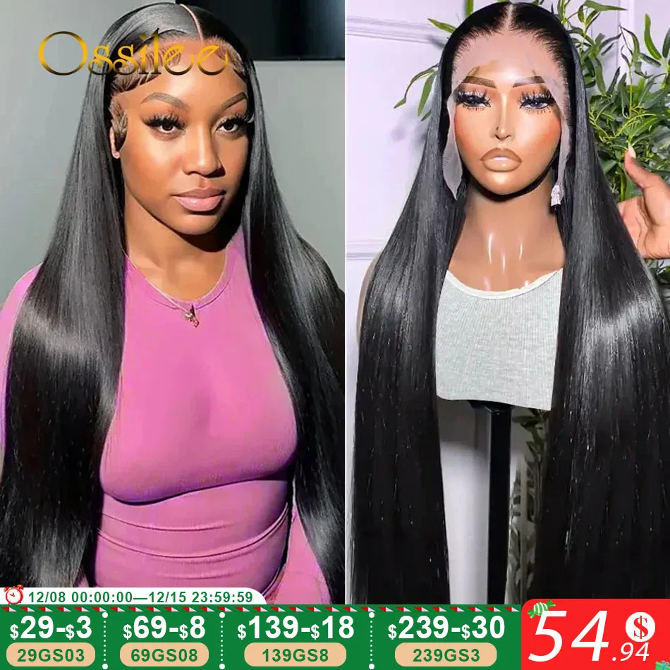 Ossilee Long 36inch Bone Straight Lace Frontal Wigs Brazilian Human Hair 13x4/13x6 Frontal Wigs 250Density Lace Wigs for Women