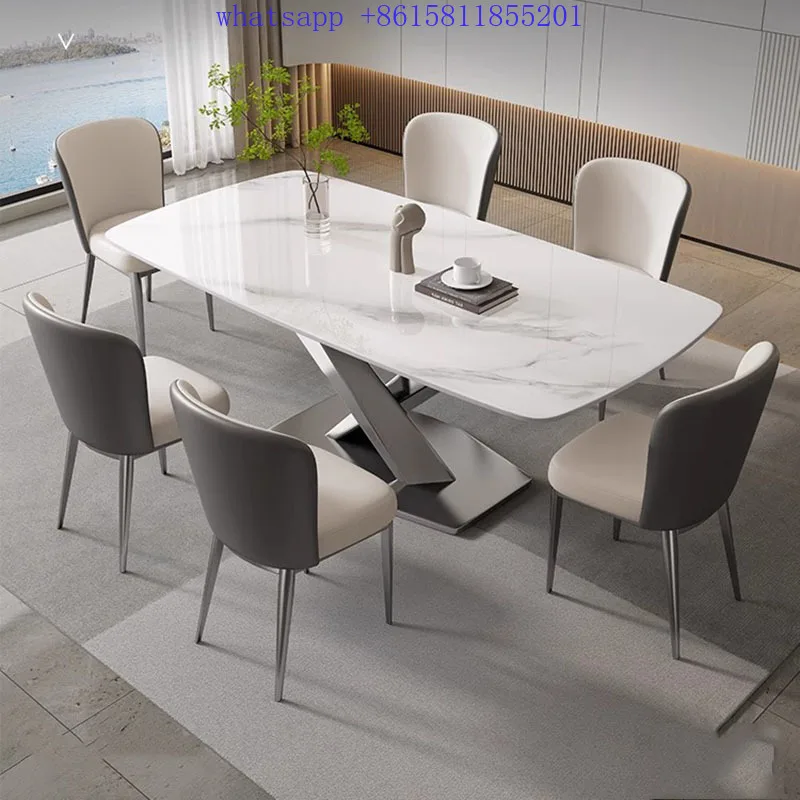 

Modern white luxury dining table Elegant kitchen table chairs living room furniture comedores de 6 sillas esstische