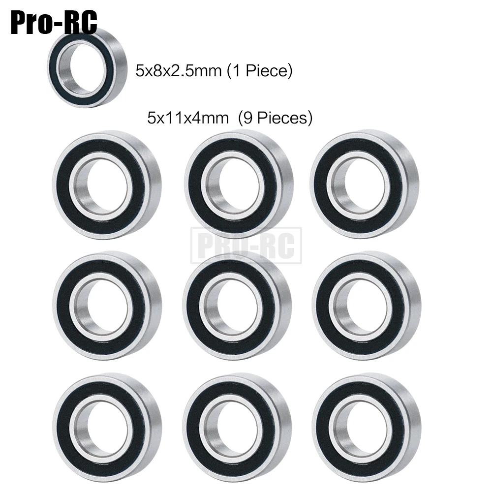 10Pcs Rubber Sealed Ball Bearing Kit Chrome Steel For Tamiya Lunch Box Grasshopper Hornet 406 Wheelie RC Car Upgrade Parts