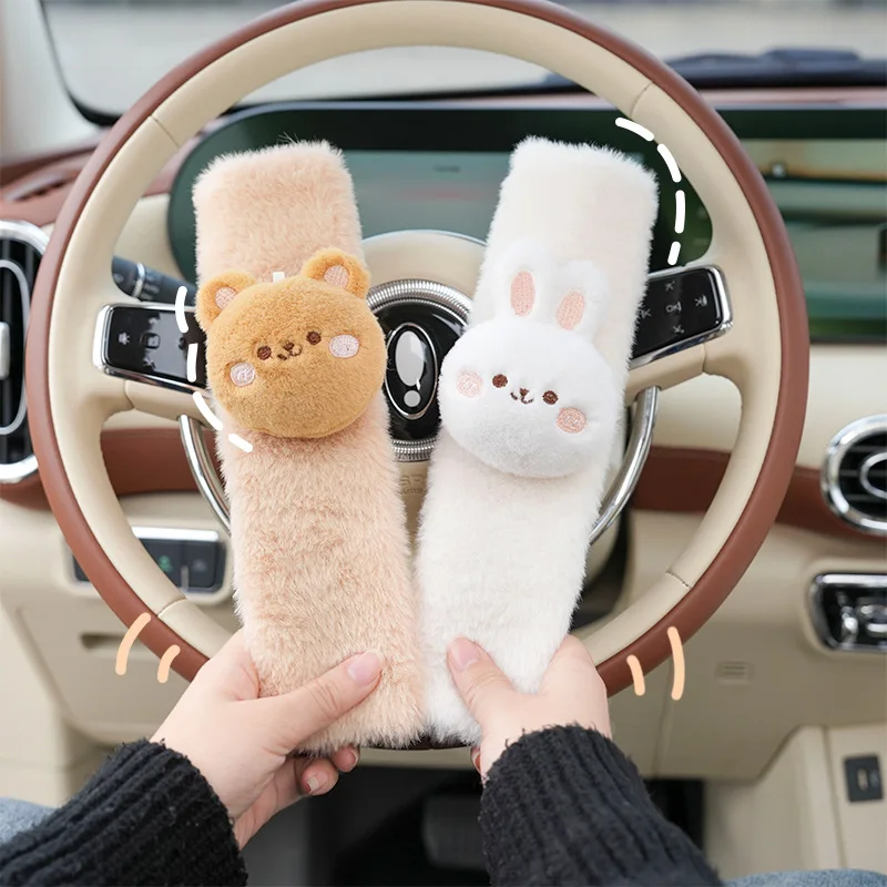 Cute Bear & Rabbit Car Seat Belt Cover for Kids - Soft, Anti-Chafing, Trendy Design, Essential Car Accessory to Decor & Protect!