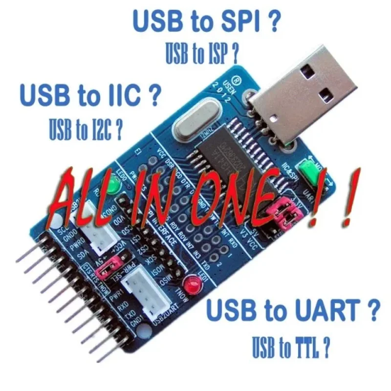 CH341A Adaptador USB a I2C/IIC/SPI/UART/TTL/ISP Convertidor de puerto paralelo EPP/MEM