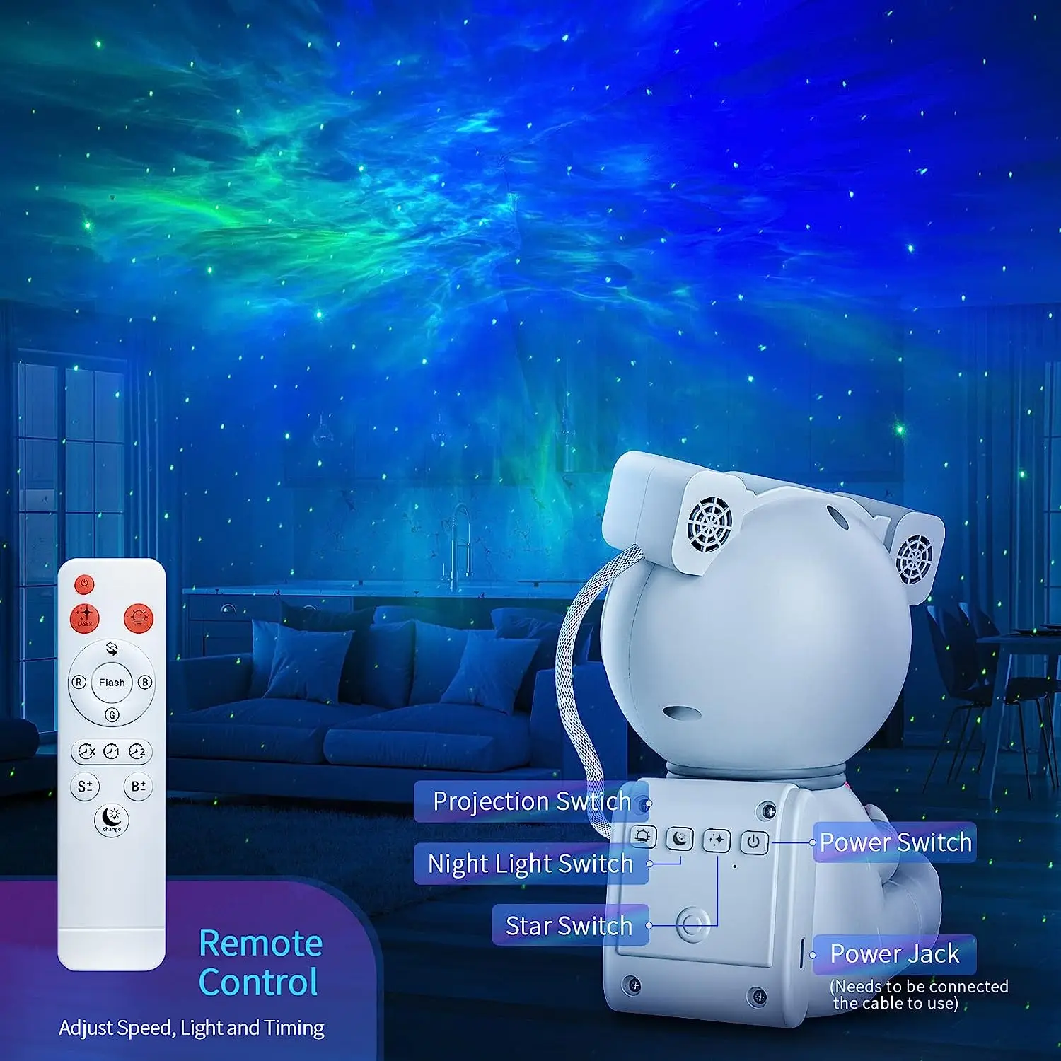 Astronaut Star Projection Light Full of Star Laser Atmosphere Light A Variety Of Nebula Romantic Creative Effect Night Light