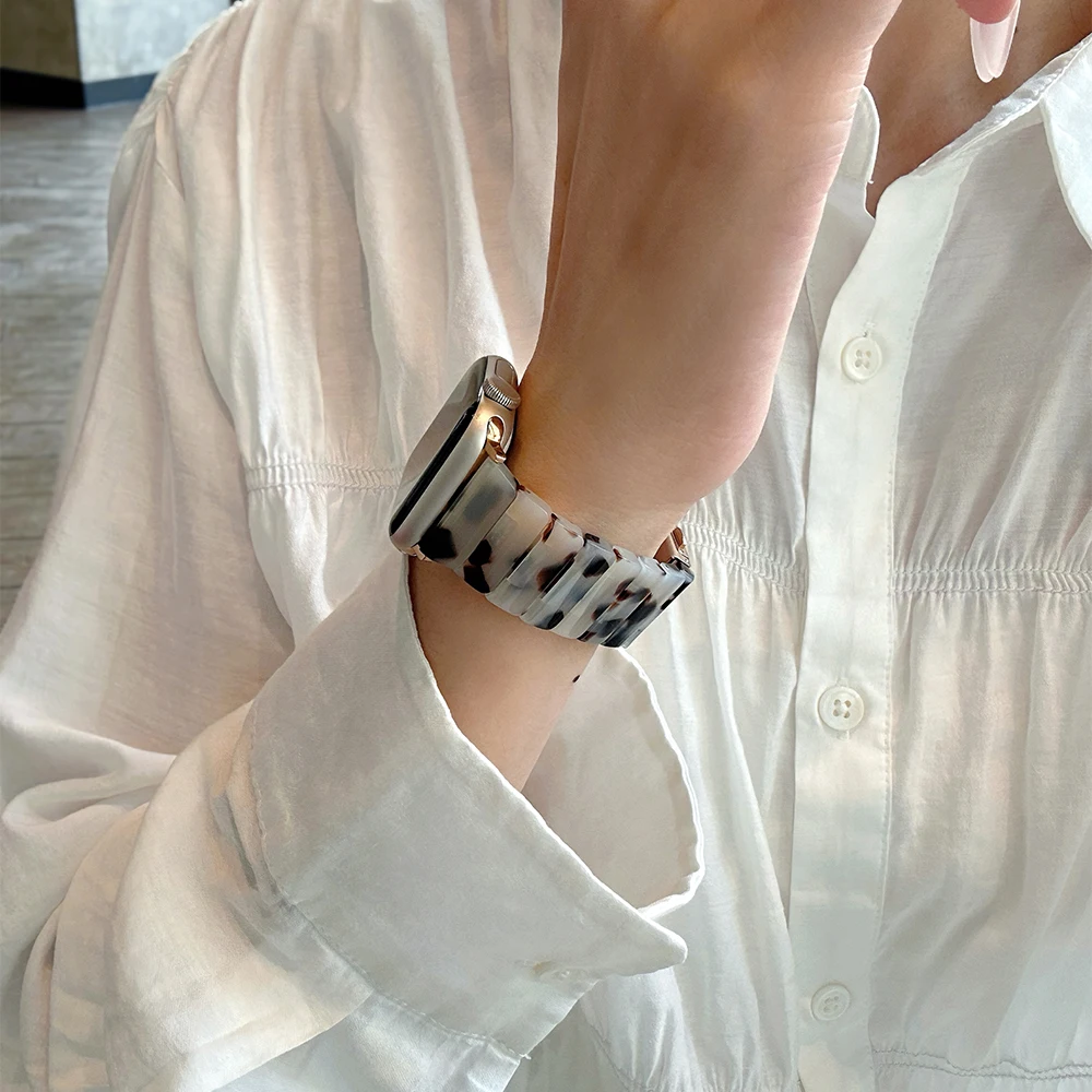 Apple Watch 10 밴드 용 수지 스트랩 42mm 46mm 44mm 45mm 40mm 41mm 49mm 38mm Iwatch 시리즈 9 8 7 SE 5 4 용 Correa 루프 팔찌