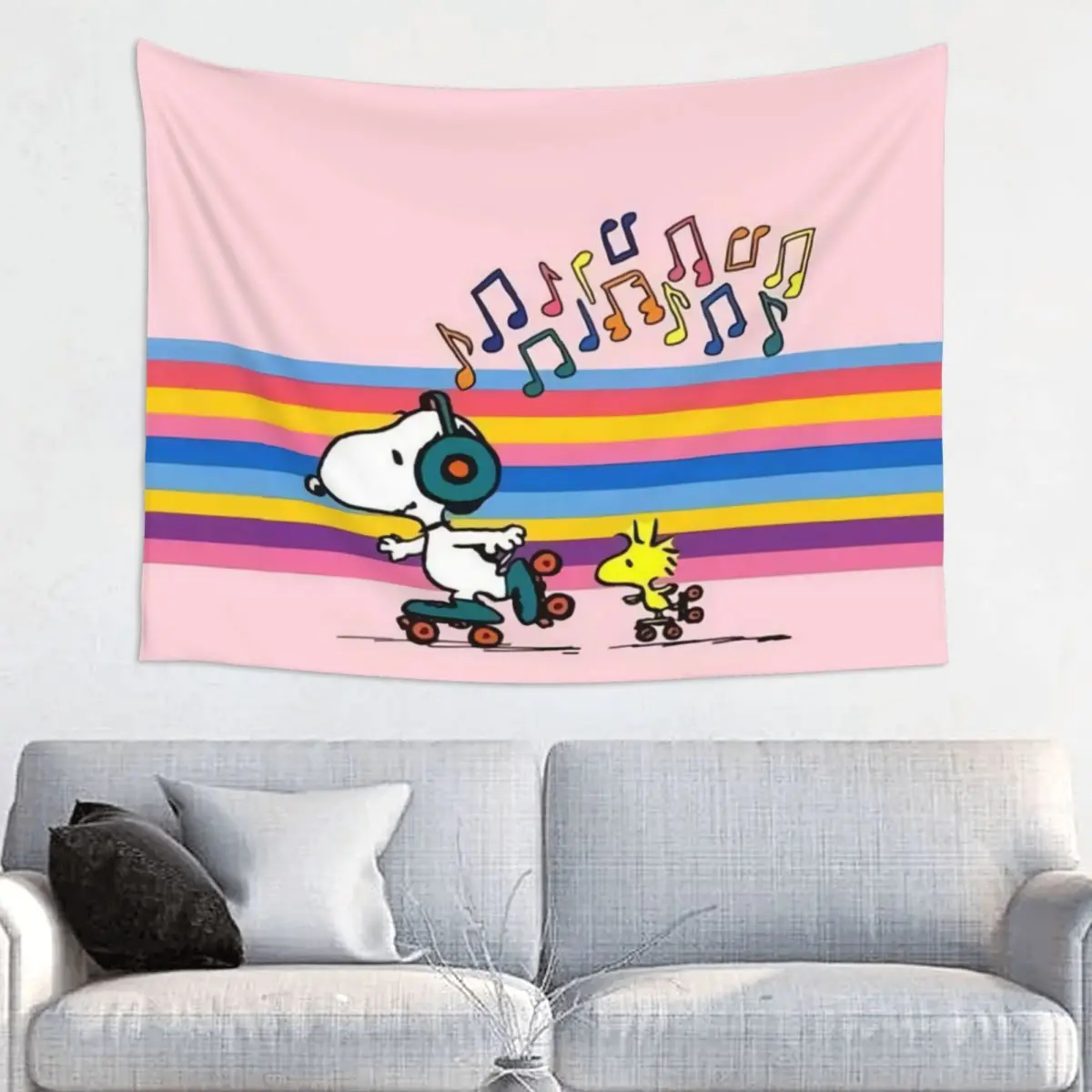 Custom S-Snoopys Woodstock Tapestry Wall Hanging for Bedroom Hippie Anime Cartoon Tapestries Room Decor