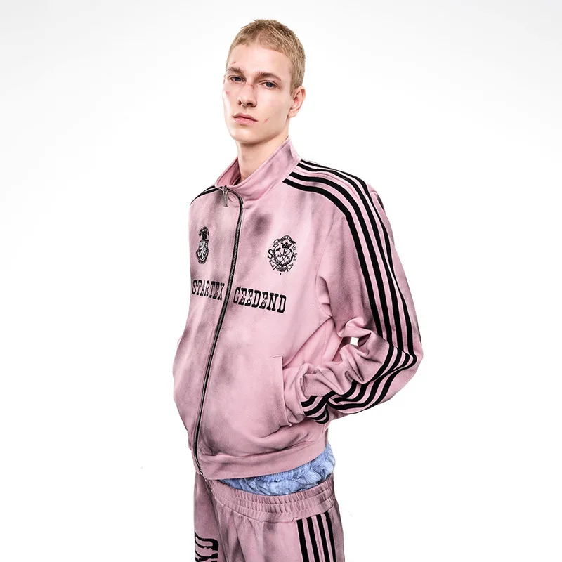 LUZHEN 2025 новая модная повседневная куртка в полоску с принтом на молнии и воротником-стойкой, мужская модная красивая спортивная одежда высокого качества JY5010