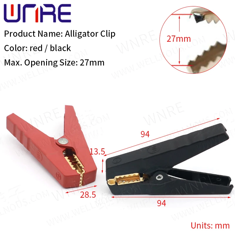 1 pair black red soft plastic coated testing probe metal mini alligator test clips crocodile electrical clamp