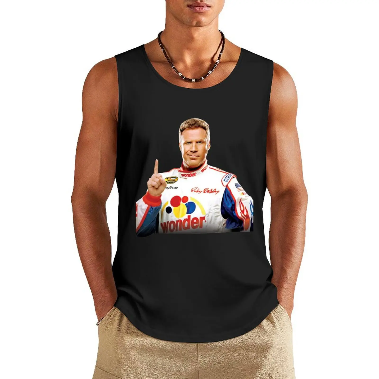 Ricky Bobby Tank Top Sportswear for men Man gym clothes Men's vest Men sleeveless tee