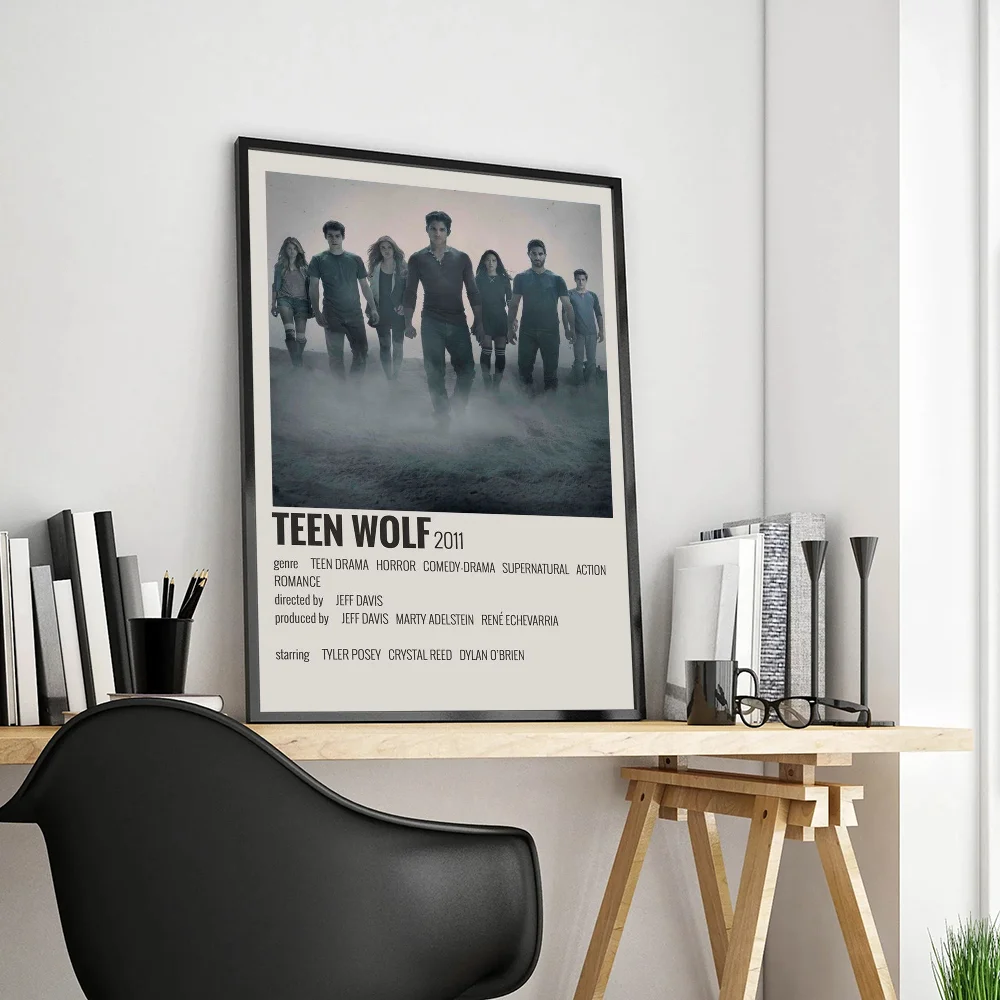 ملصق فني ذاتي اللصق لفيلم الذئب في سن المراهقة ، مطبوعات ورقة بيضاء ، أعمال فنية ، ديكور منزلي