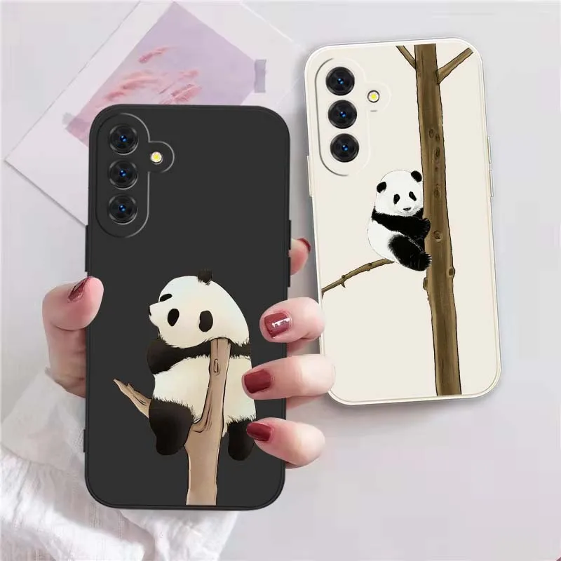 Cartoon Fun Cute Panda Cover For Samsung Galaxy S26 S25 S24 S23 S22 S21 10 FE Plus Ultra 5G Liquid Phone Case