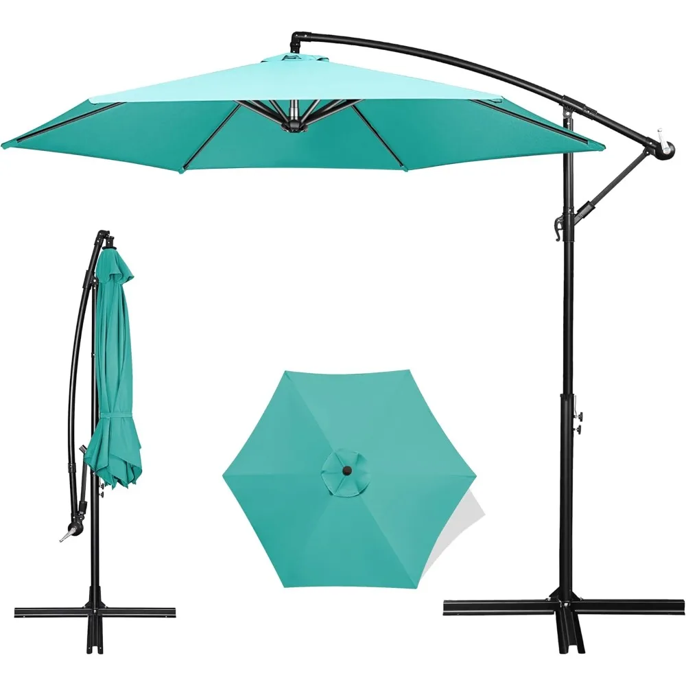 

10 FT Heavy Duty Cantilever Outdoor Umbrella with High-Strength Frame & Infinite Tilt, All-Weather UV Protection Sun Shade