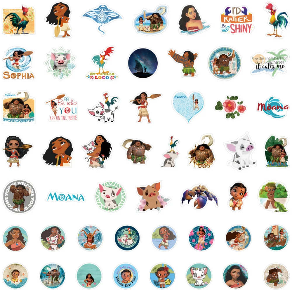 10/30/50pcs Disney Anime Movie Moana Stickers Kawaii Cartoon Girls Decal Toy DIY Phone Water Bottle Luggage PVC Graffiti Sticker