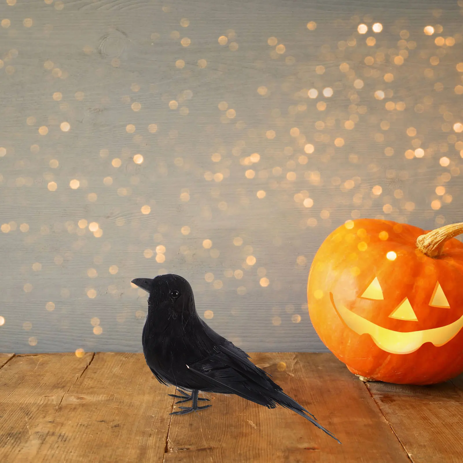 

Artificial Crow Prop Bendable Wire Decorations Halloween Party Scary Decoration Fall Winter Garden Statue Sculpture