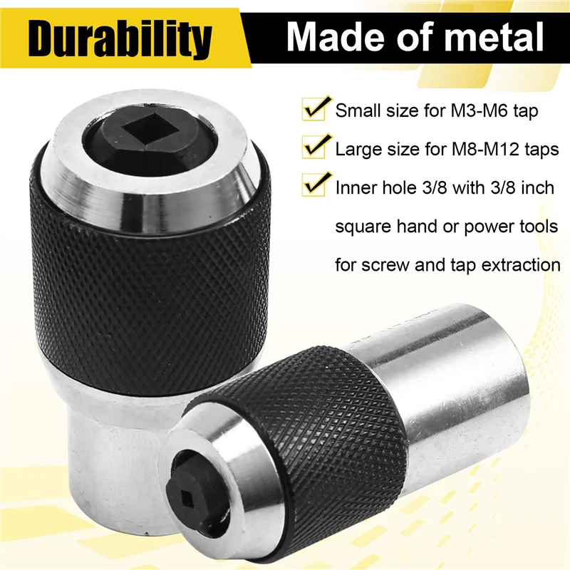 

IALJ-2Pcs Tap Socket Ratchet Tap Wrench 3/8Inch Drive Hand Tool 1/4-1/2 Taps,0-1/2 Taps Tapping Socket Set Tap Socket Adapter