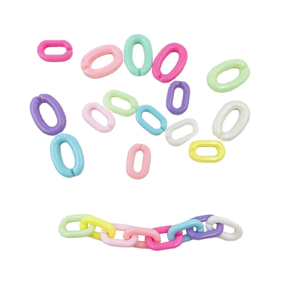 100pcs 14.5/18mm Colorful U-shaped Opening Ring Acrylic Beads Assembled Chain DIY Necklace Bracelet Pendant Keychain Jewelry
