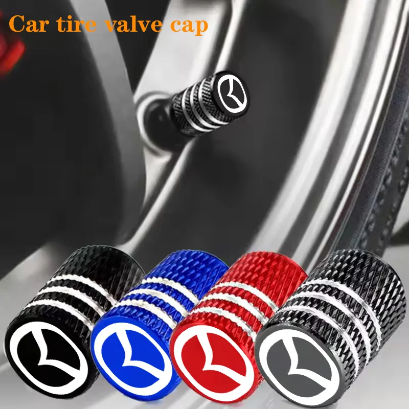 Car Tire Valve Stems Cap Knurling Style Tire Valve Cap Sticker for Mazda 3 bk bl bj bn 323 Axela Atenza CX-3 CX-4 CX5 CX-7 CX-9