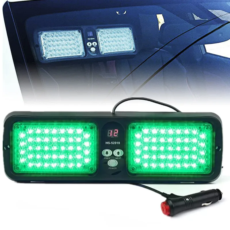 

86LED Visor Strobe Lights Windshield Dashboard Emergency Warning Lamp 12V Flashing Light Truck Car Lamp Green Red Blue