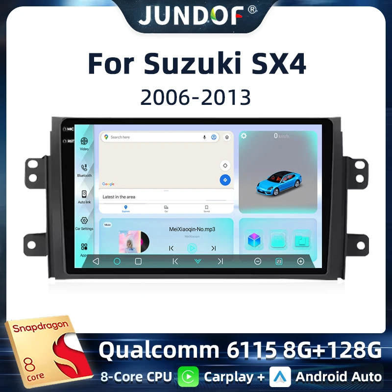 

Jundof Qualcomm 2 din Android 13 Auto Car Radio Multimedia For Suzuki SX4 2006-2013 GPS Navigation Carplay Auto Stereo Player