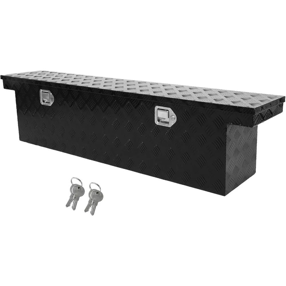 

60 Inch Heavy-Duty Aluminum Plated Toolbox for Pickup Trucks and RVs, Waterproof Storage with Lock