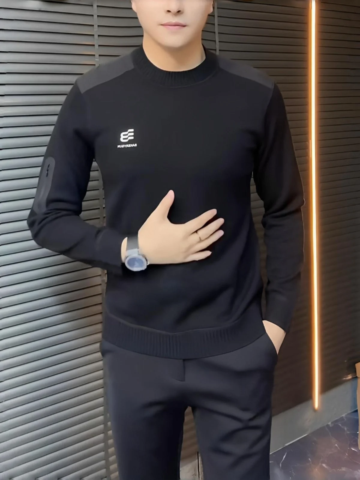 

Мужской свитшот с круглым вырезом, облегающий крой, удобный, модный, стильный, высококачественный, европейский, повседневный, осенне-зимний