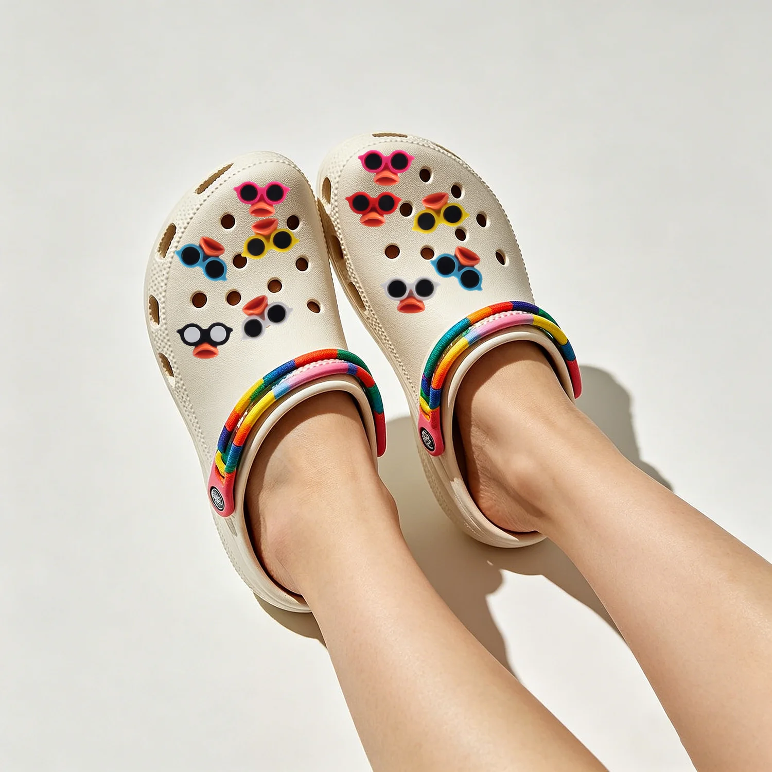 12pcs mixed color duckbill eye hole shoe resin accessories, used for personalized DIY matching for boys and girls